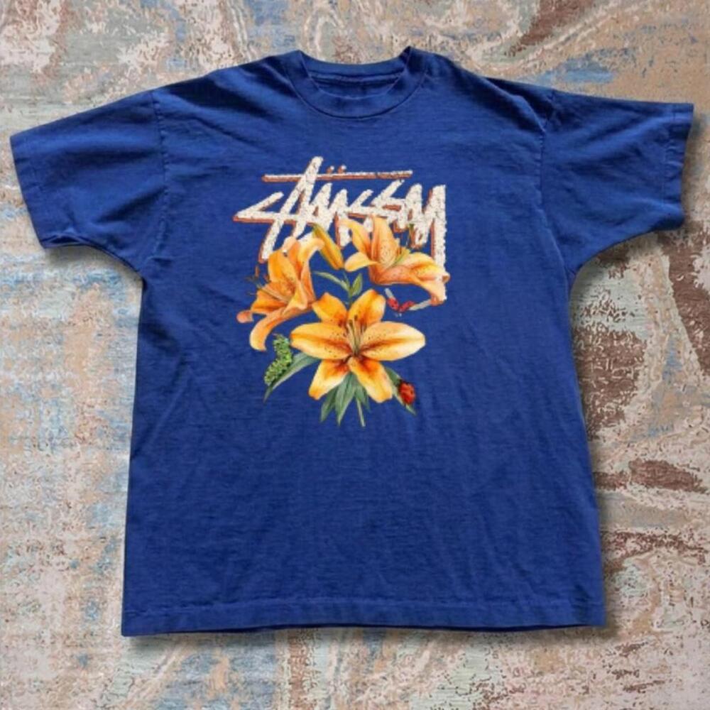Stussy Blue Floral Tee